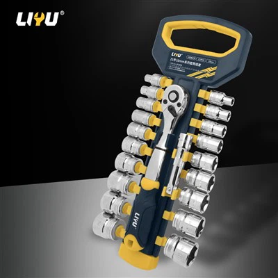 Jeu de clés à douille à cliquet rapide, manchon Dafei de 12.5mm de qualité industrielle, ensemble d'outils de réparation automobile, ensemble de 21 pièces